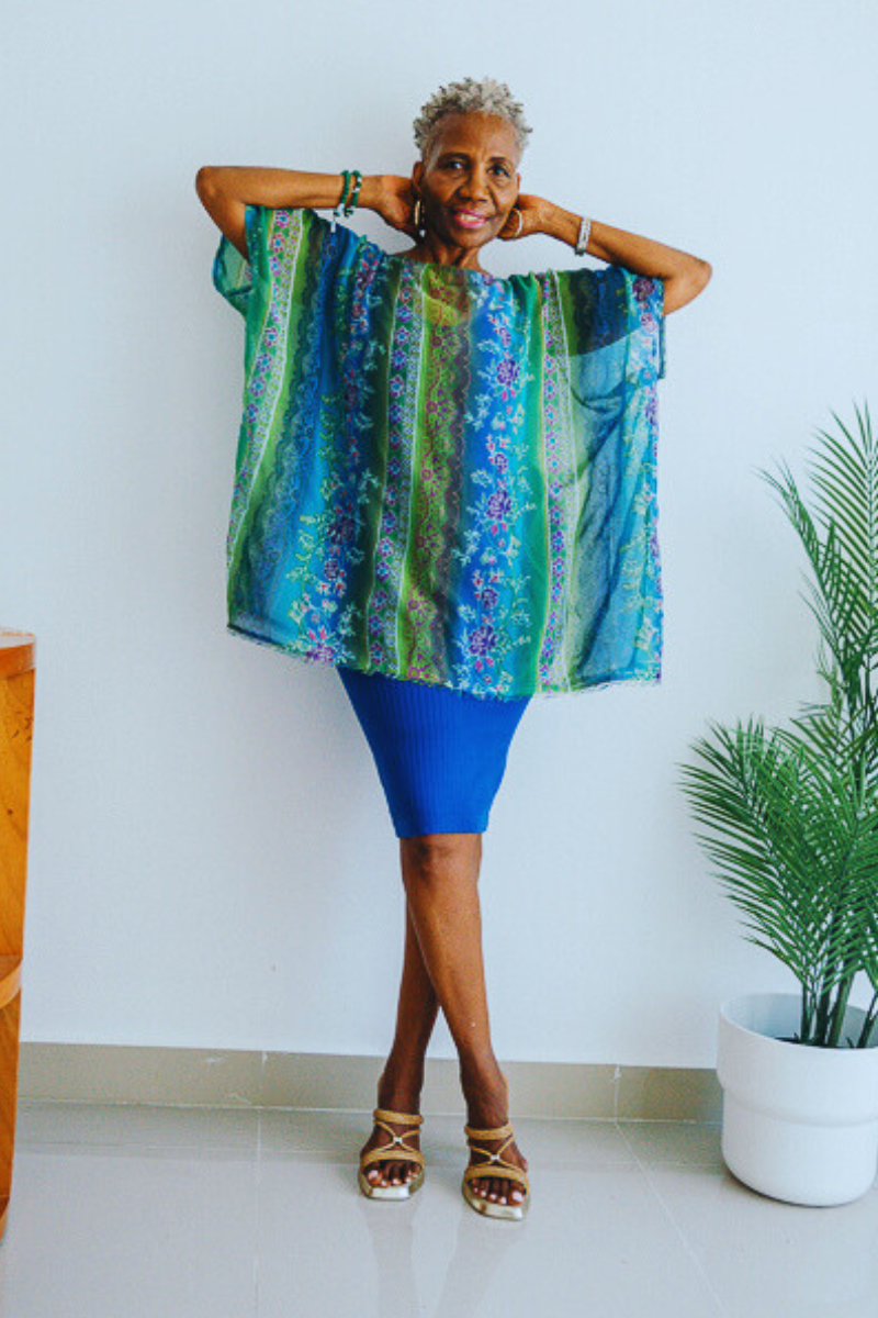 Jeanne Multi-Blueish Floral Chiffon Loose Top