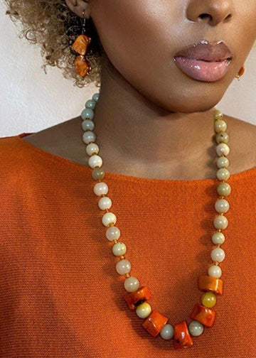 The Joanna Long beaded Coral Necklace