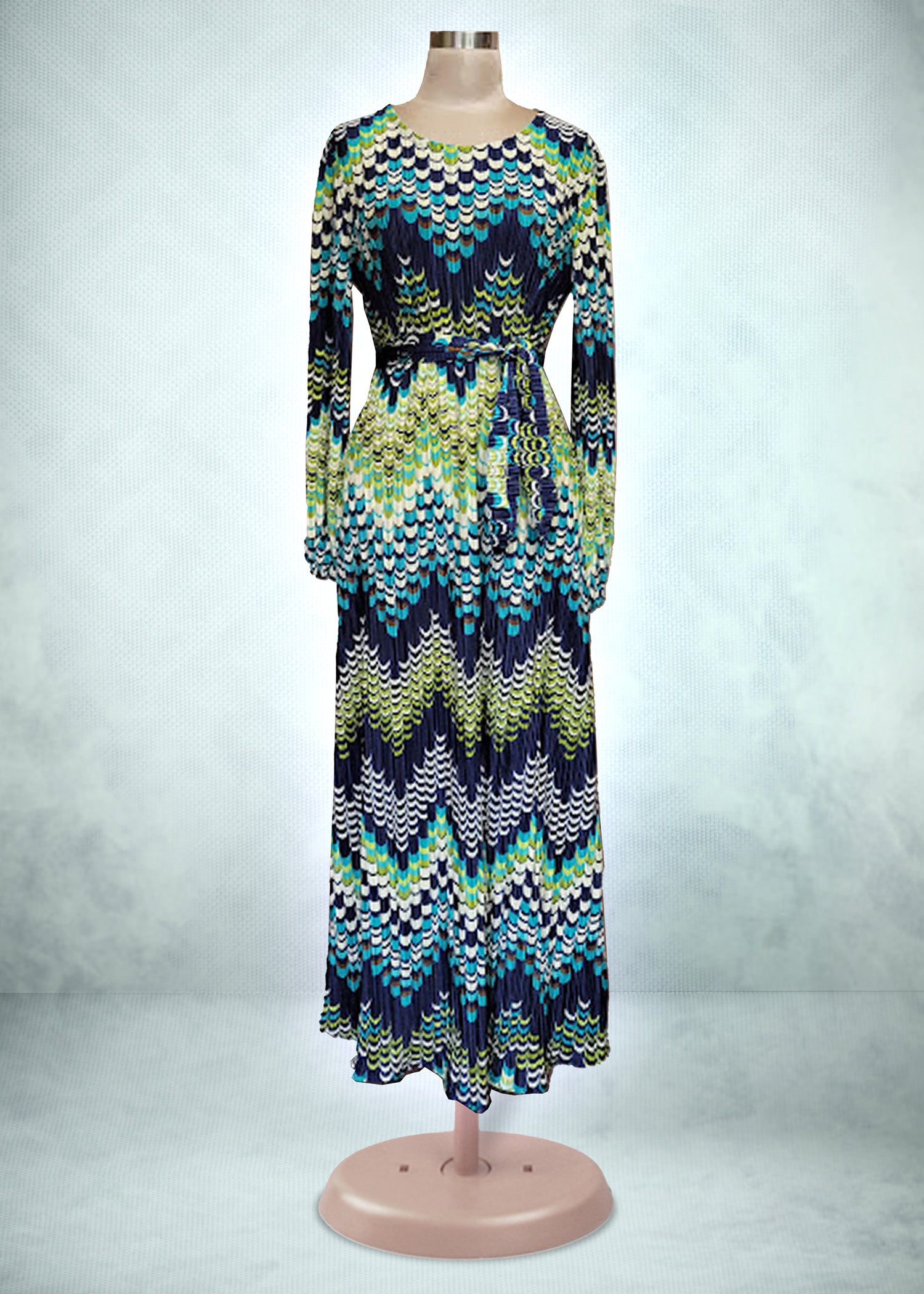 The Madona Chevron Print Midi Dress