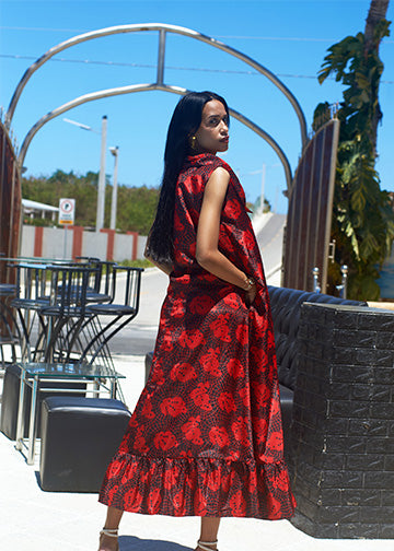 The Magdalena Red And Black Print Dress