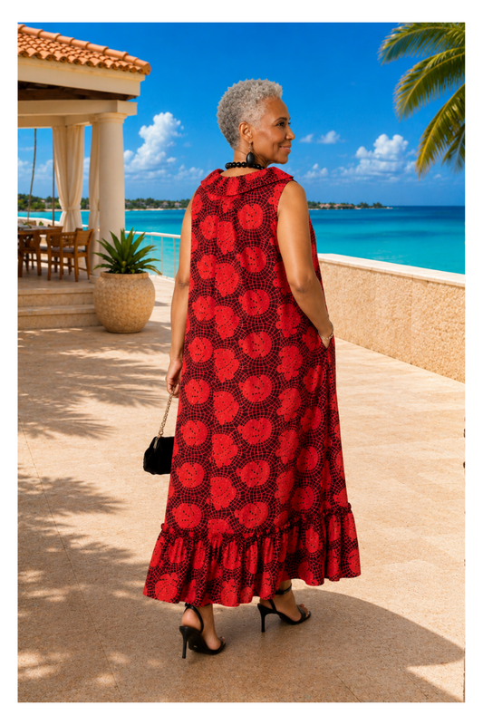 The Magdalena Red And Black Print Dress