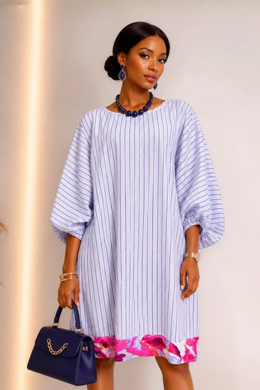 Amara | Limited Edition Cotton Dress – Pink Floral Border