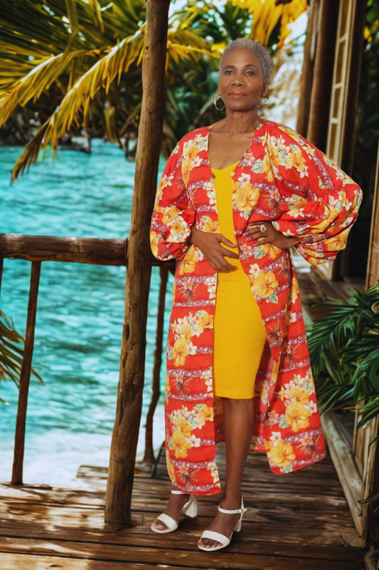 Tabita Floral Puff Sleeves Duster