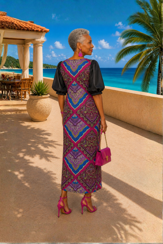 Damala- Midi Dress With Puff Sleeves
