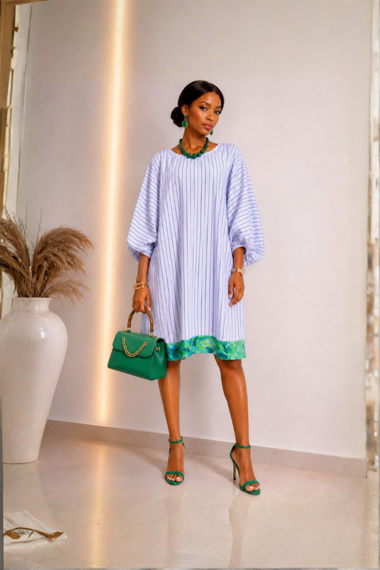 Samara | Limited Edition Cotton Dress – Green Floral Border