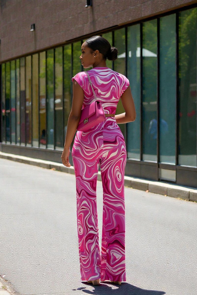 Jolina Swirl Twisted Crop Top