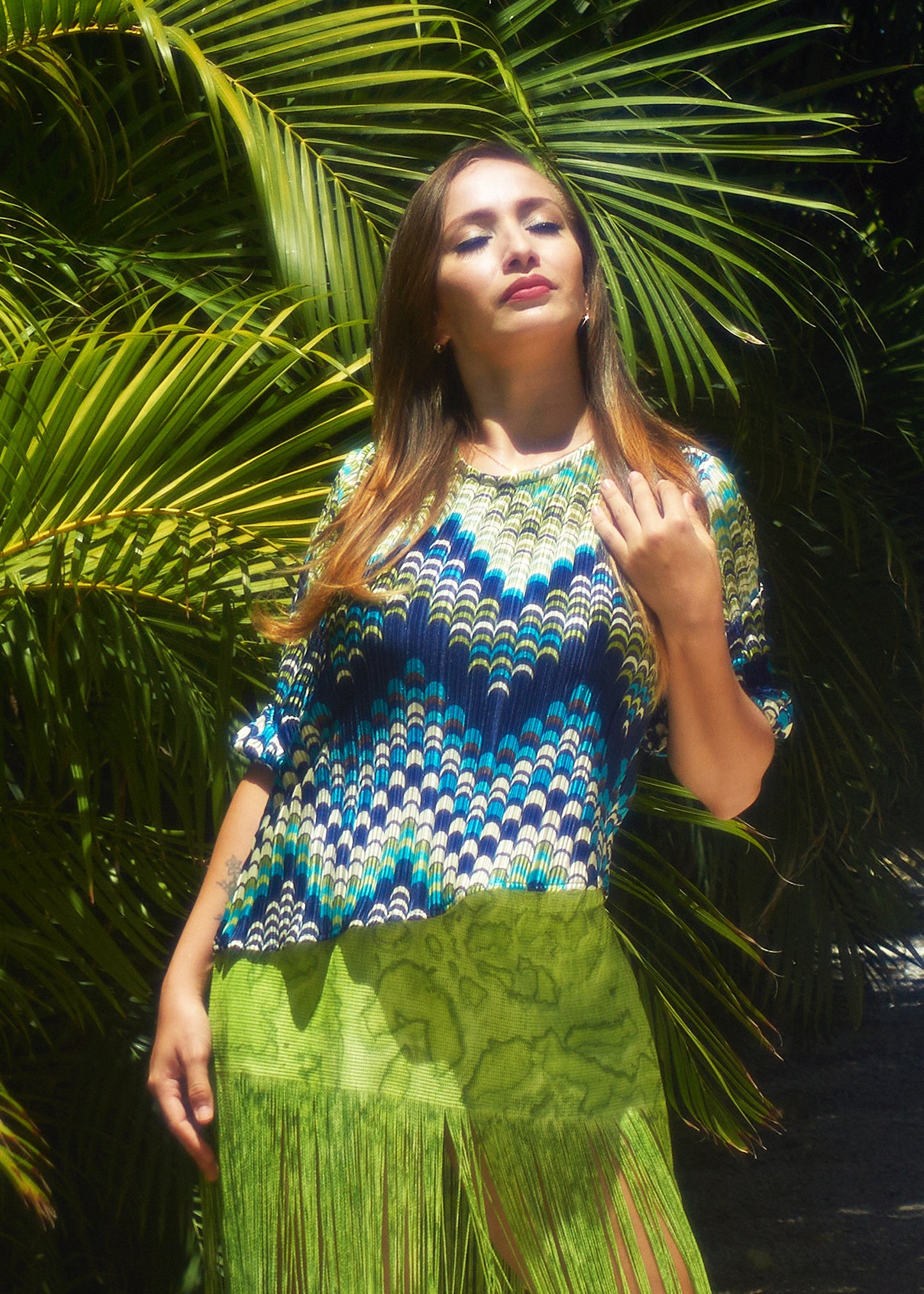 The Dora Multi-Colored Chevron Print Top