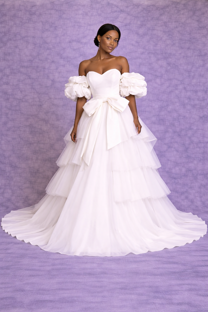 Seraphina  Bridal Gown with puff Sleeves