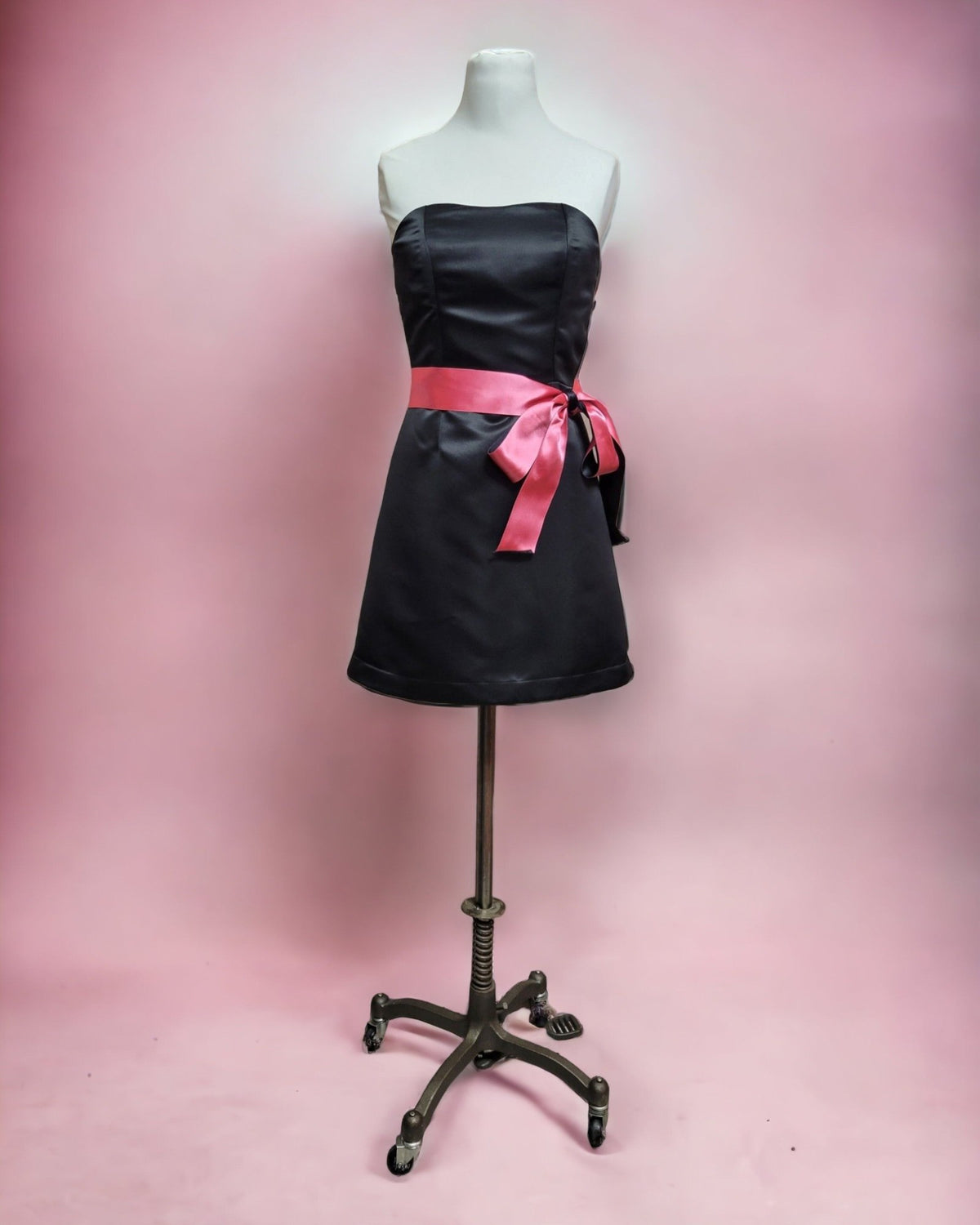 Sabrina | Black Satin Bow Mini Dress