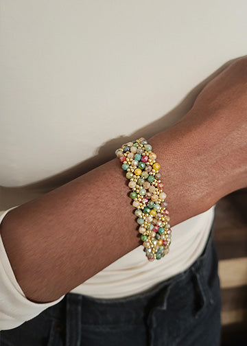 The Savana Golden beaded Crystal Beaded Bracelet