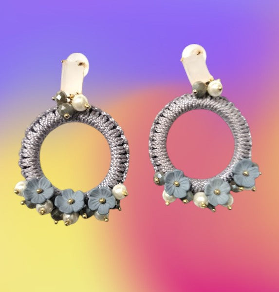 Alina Frosted Petal Hoop Earrings