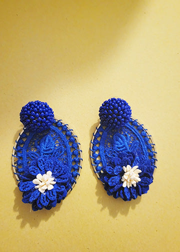The Bianca Royal Blue  Oval  Earring Set