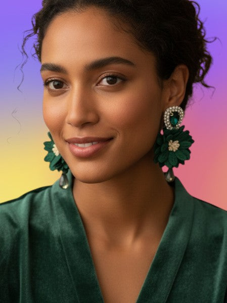 Agathalia Emerald Luxe Florals Earrings