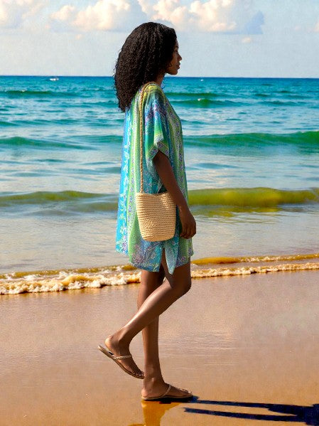 Jeanne Multi-Blueish Floral Chiffon Tunic