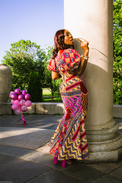 Bella African Print  Gown