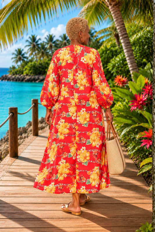 Tabita Floral  Puff Sleeves Duster