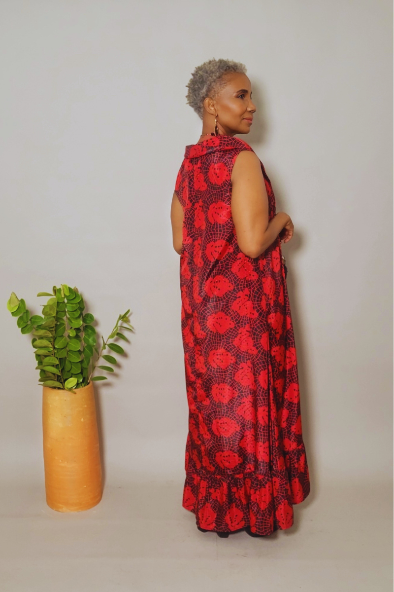 The Magdalena Red And Black Print Dress