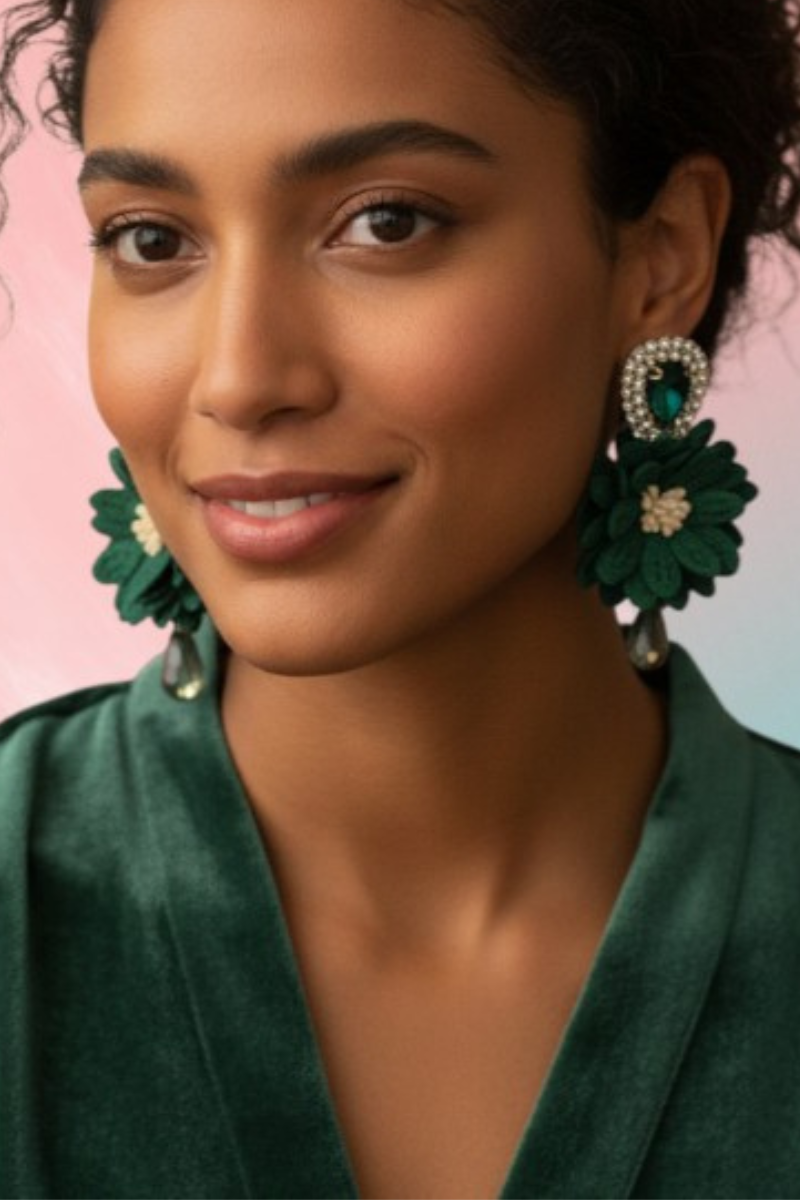 Agathalia Emerald Luxe Florals Earrings