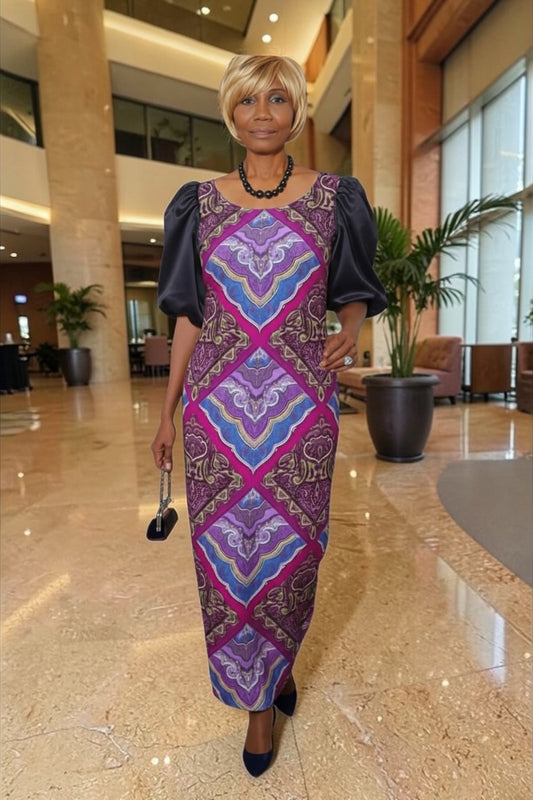 Damala- Midi Dress With  Puff Sleeves