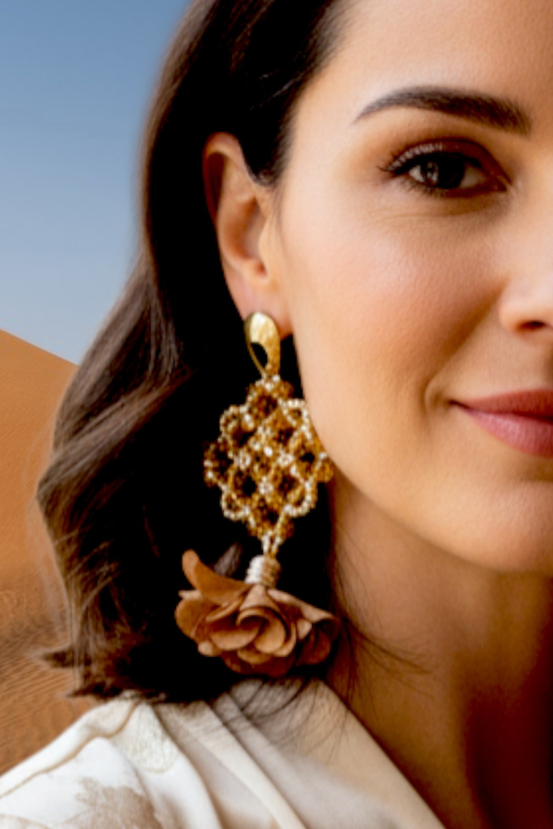 Abishona Golden Rose Drop Earring