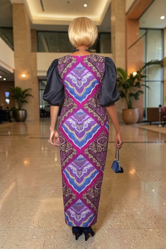 Damala- Midi Dress With  Puff Sleeves