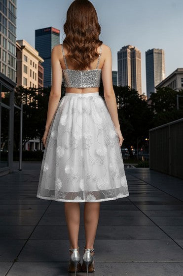 Lunice- Silver Sequin Bustier Top