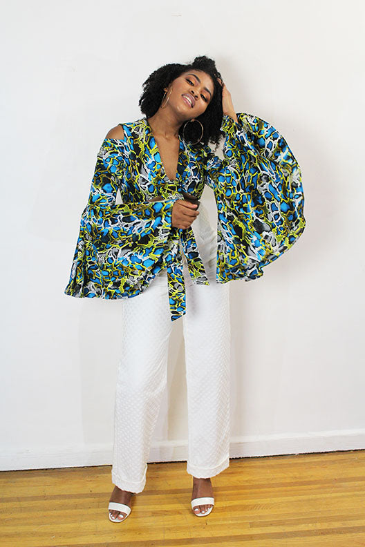 The  Victoria  Blue Camouflage  Crop Jacket