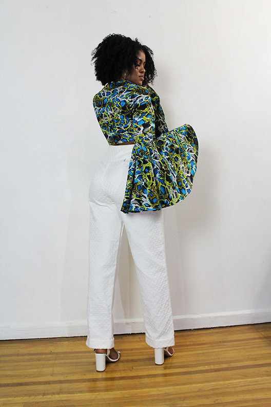 The  Victoria  Blue Camouflage  Crop Jacket