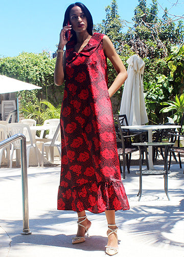 The Magdalena Red And Black Print Dress