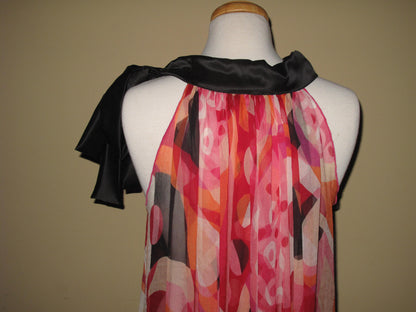 Islana Halter Geometric  Chiffon Dress