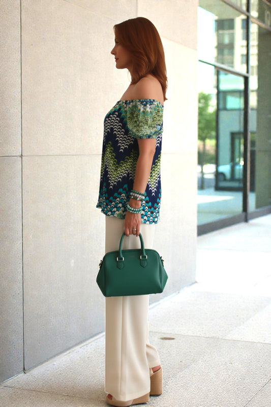 Benicia Off shoulder Chevron Print  Blouse