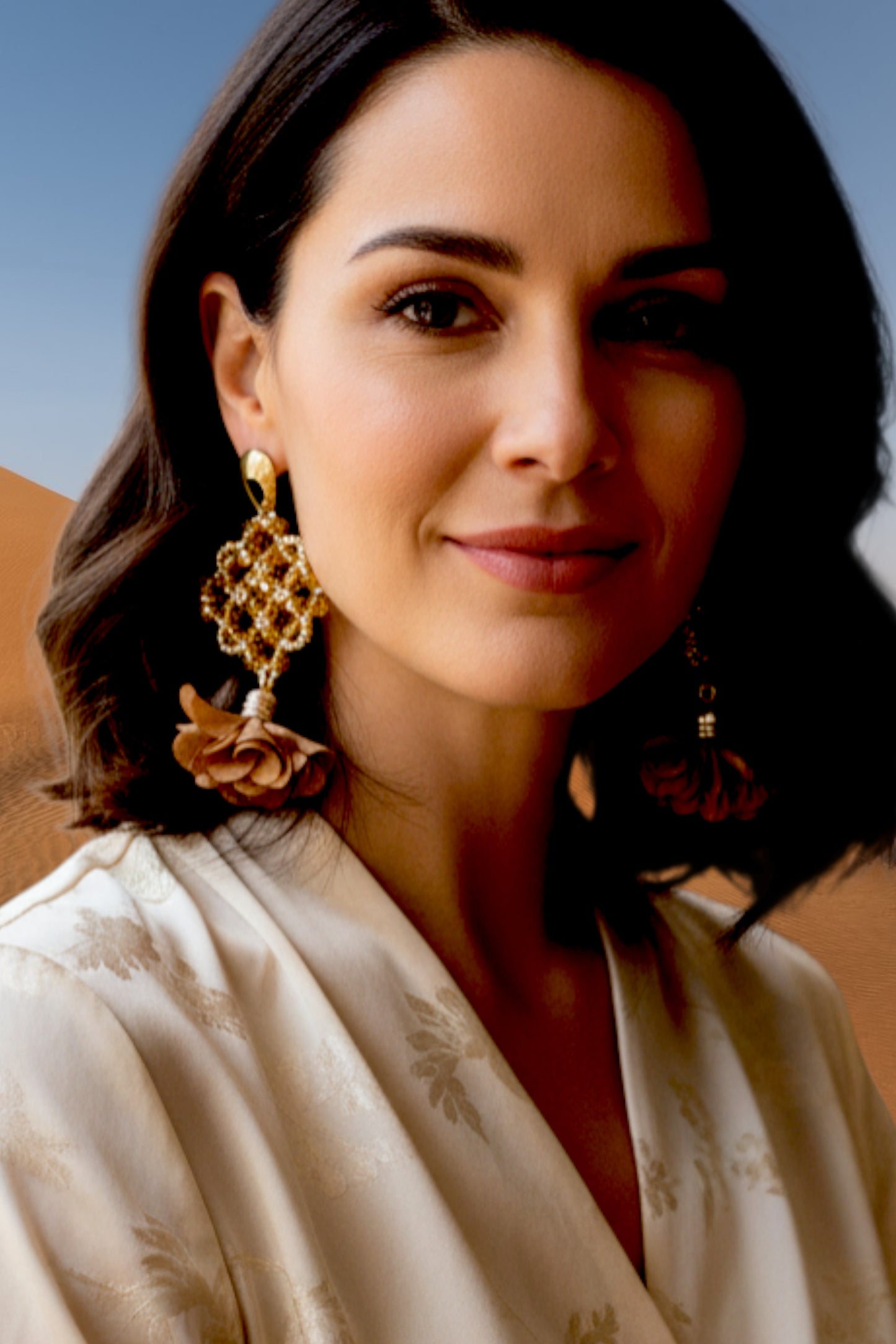 Abishona Golden Rose Drop Earring