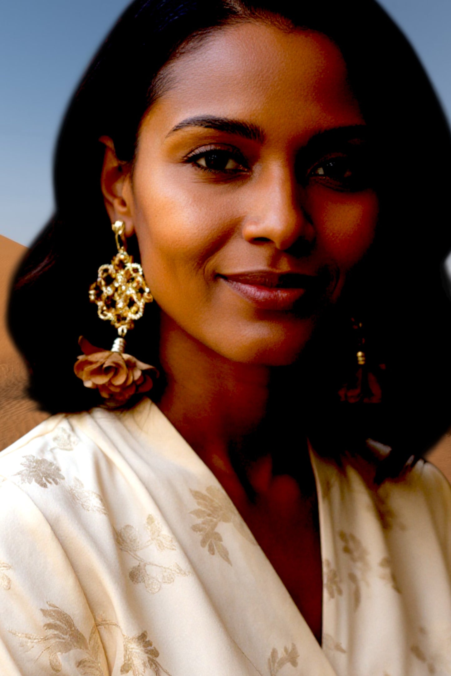 Abishona Golden Rose Drop Earring