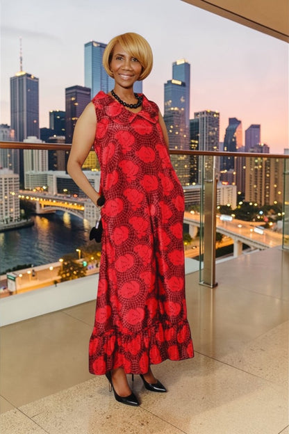 The Magdalena Red And Black Print Dress