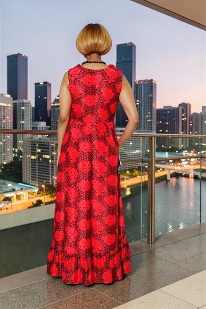 The Magdalena Red And Black Print Dress