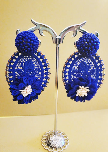 The Bianca Royal Blue  Oval  Earring Set