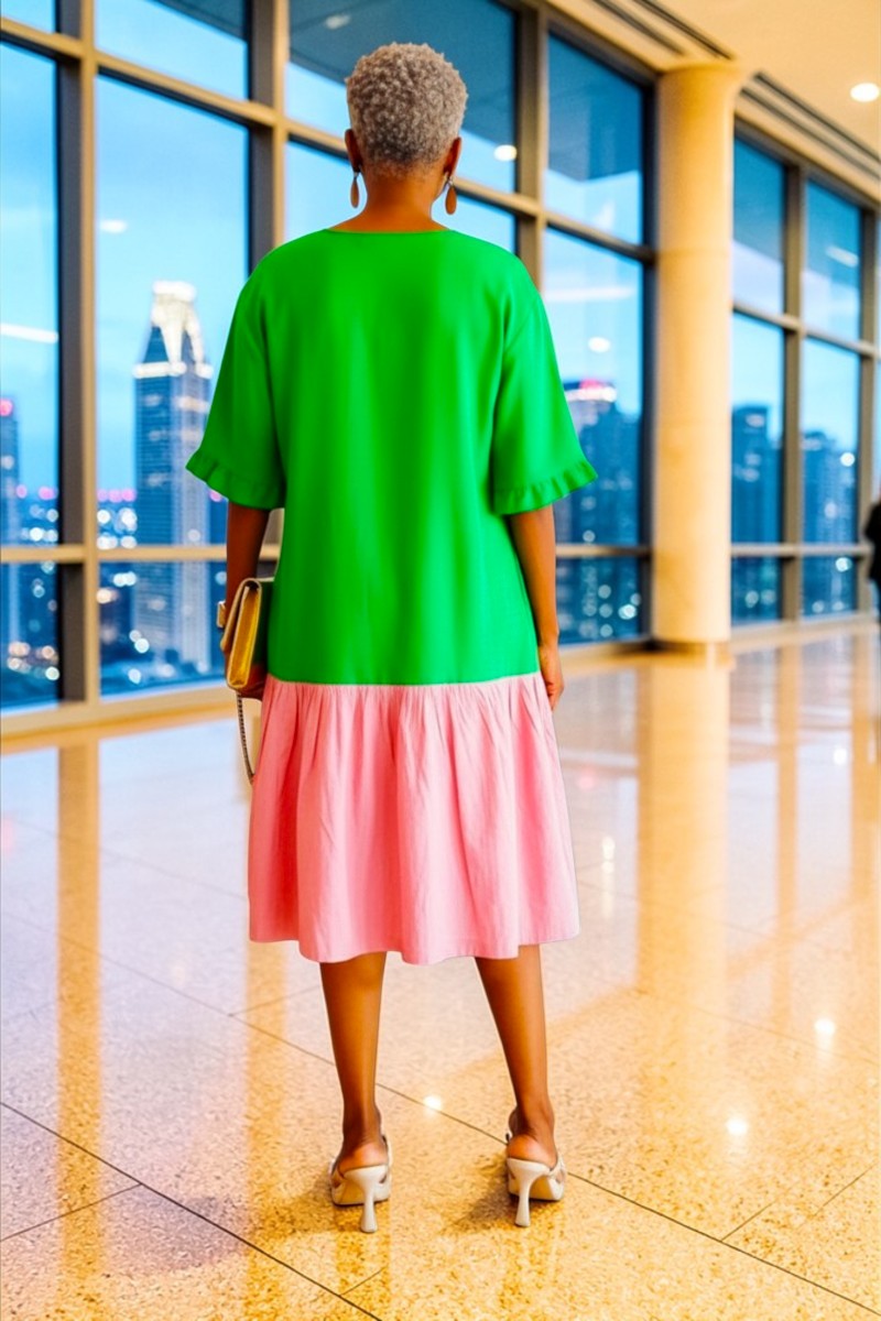 Shania Low waist Color Blocking Dress