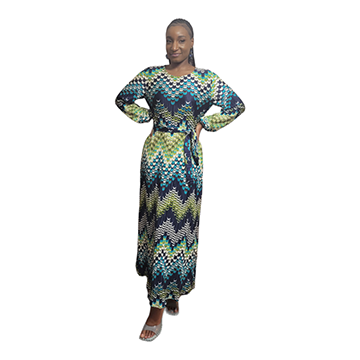 The Madona Chevron Print Midi Dress