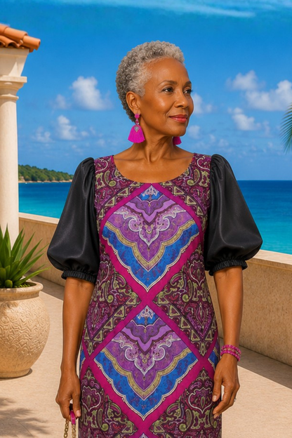 Damala- Midi Dress With  Puff Sleeves