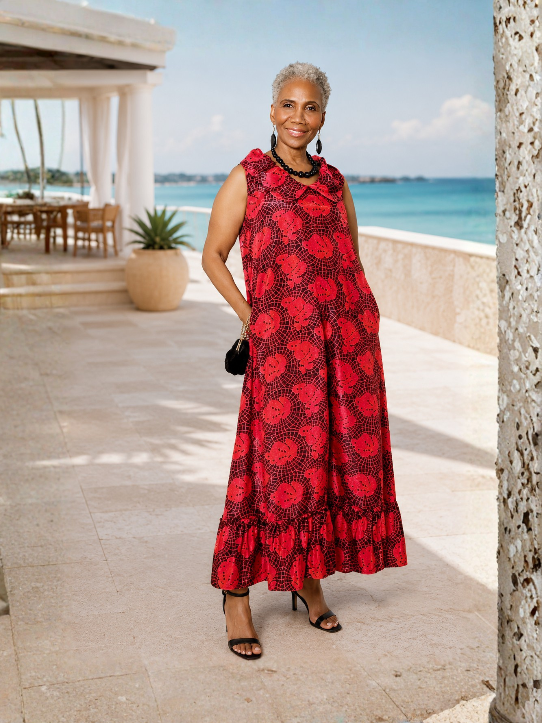 The Magdalena Red And Black Print Dress