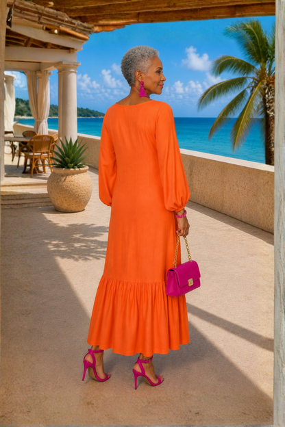 Aliya Dolman Sleeves Midi Dress