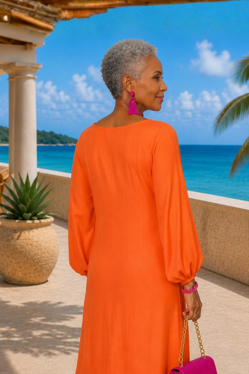 Aliya Dolman Sleeves Midi Dress