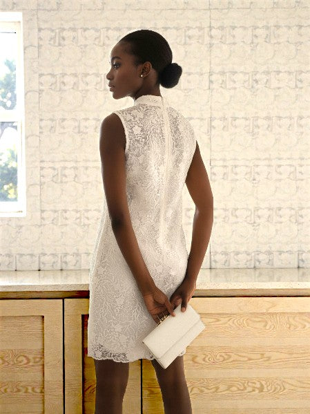 Ivory  Lace Sleeveless Sheath Cocktail Dress