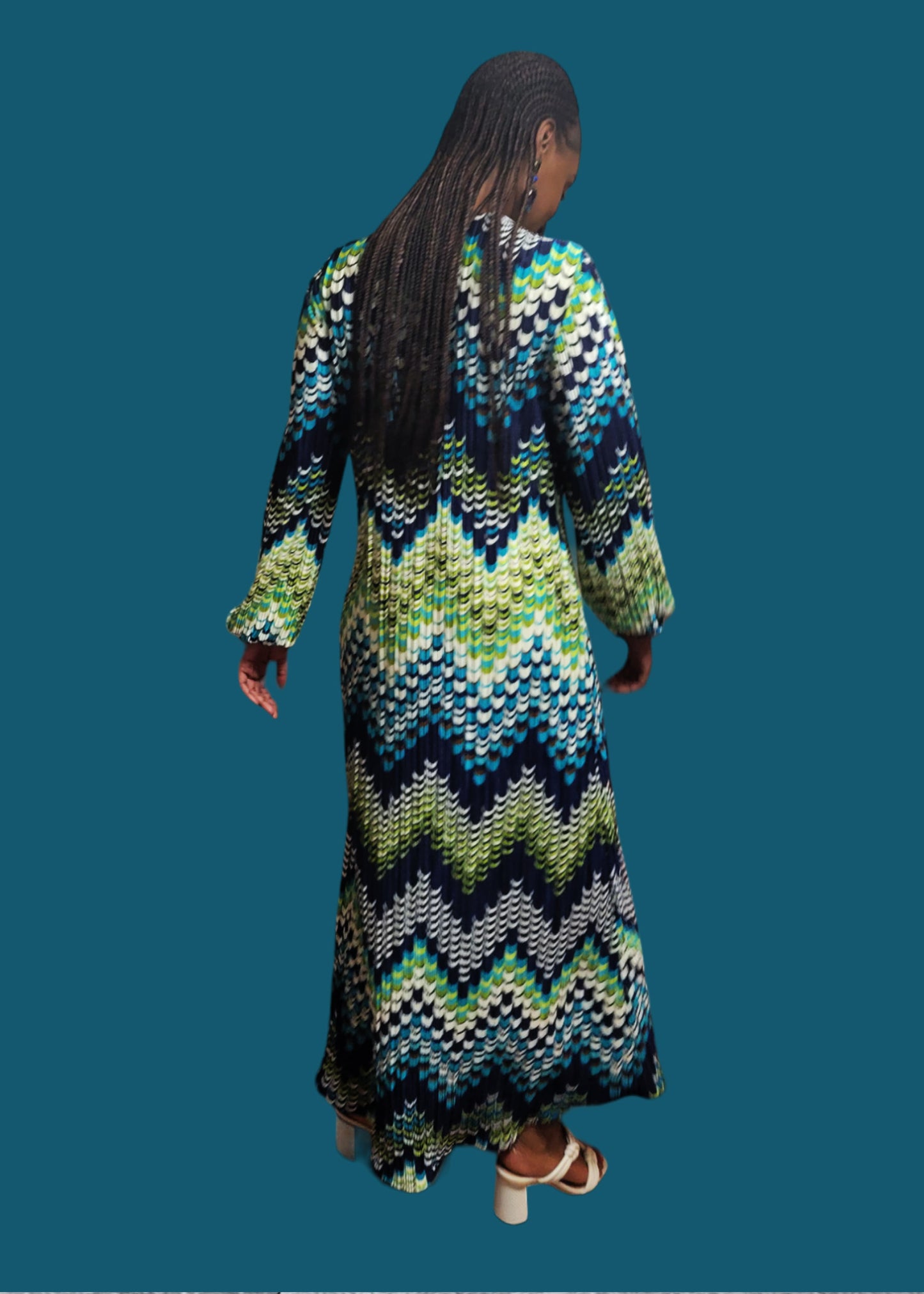 The Madona Chevron Print Midi Dress