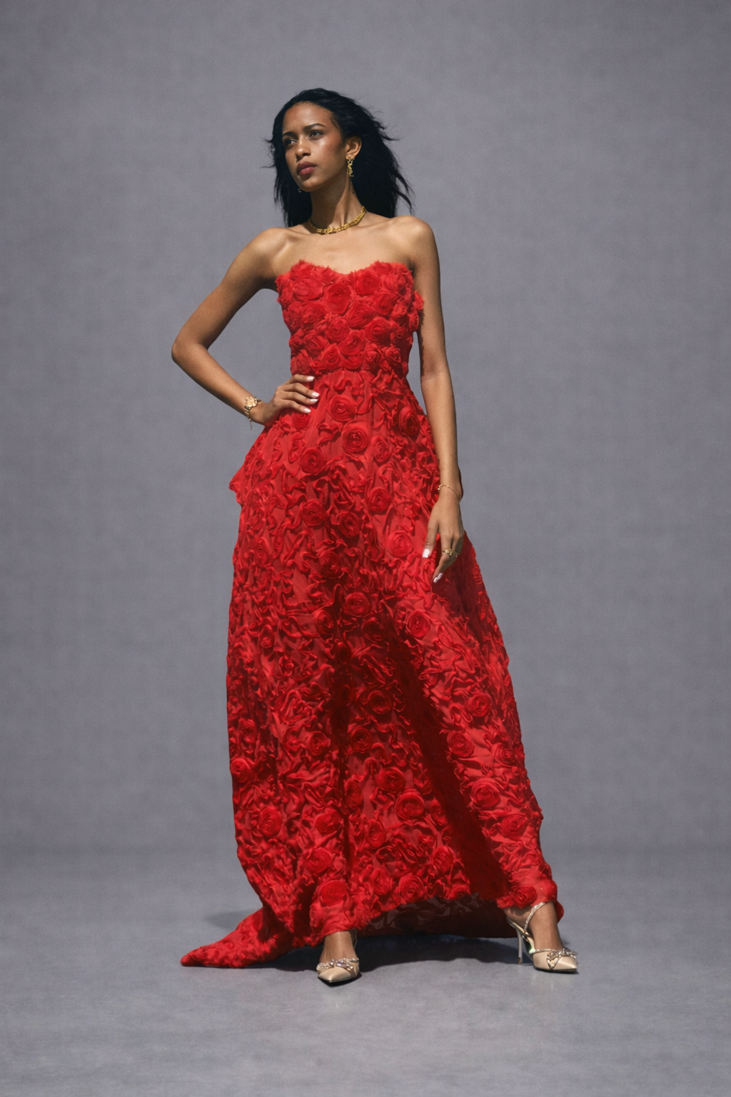 Catalina Strapless Red Gown