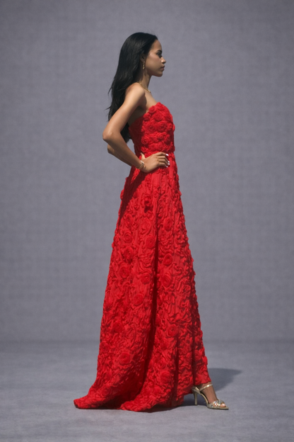 Catalina Strapless Red Gown