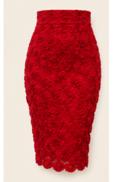 Rosetta  Red Rosette Pencil Skirt