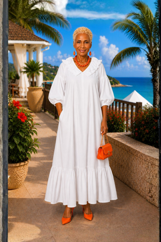 Desiree White Full  Dress