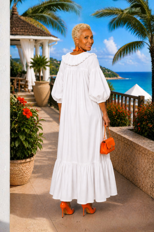 Desiree White Full  Dress