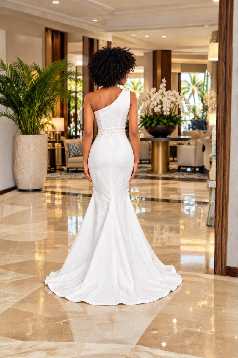 Stacey | White One-Shoulder Mermaid Gown